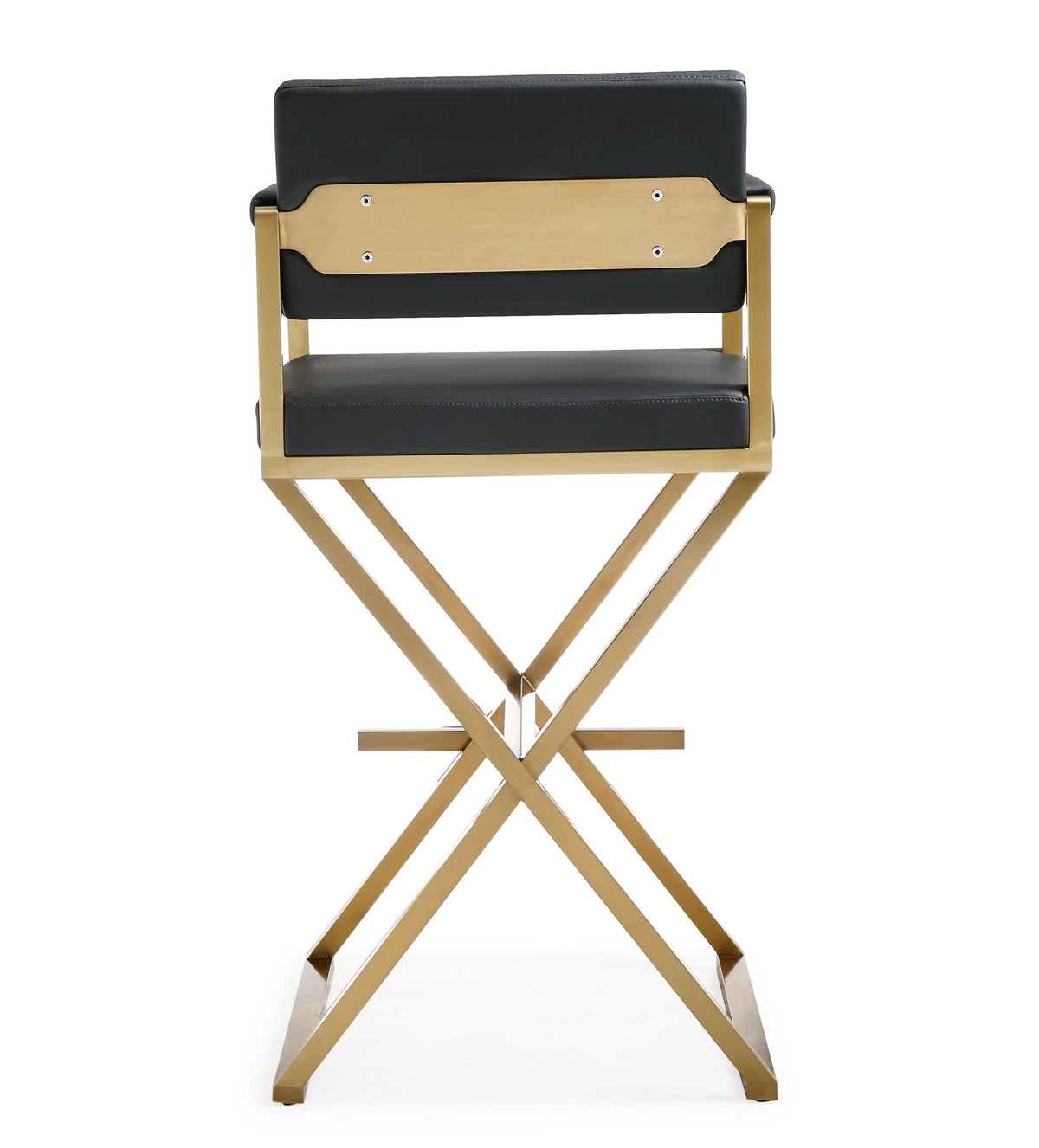 Lila Black Faux Leather Gold Steel Barstool - Luxury Living Collection