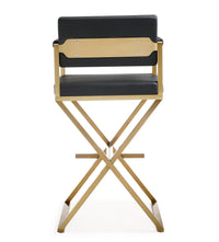 Lila Black Faux Leather Gold Steel Barstool - Luxury Living Collection