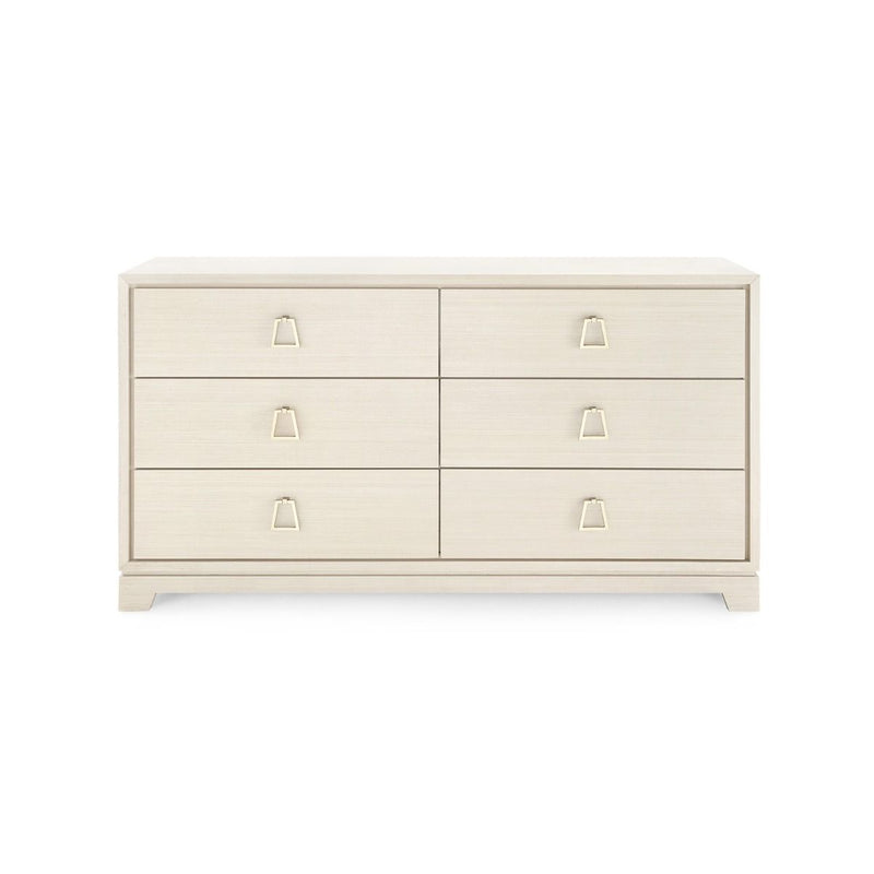 Harrison Extra Large 6 Drawer Blanched Oak and Brass Dresser