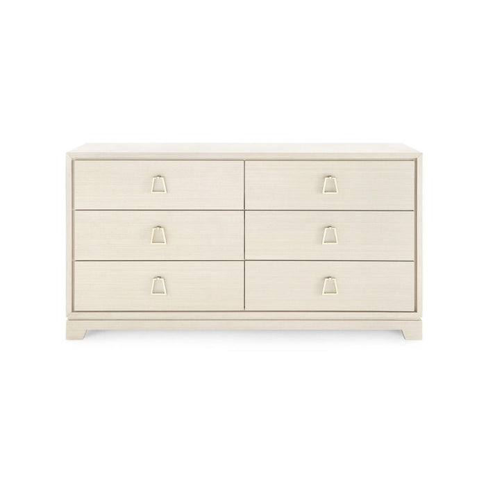 Harrison 62.5" Extra Large 6 Drawer Blanched Oak and Brass Dresser