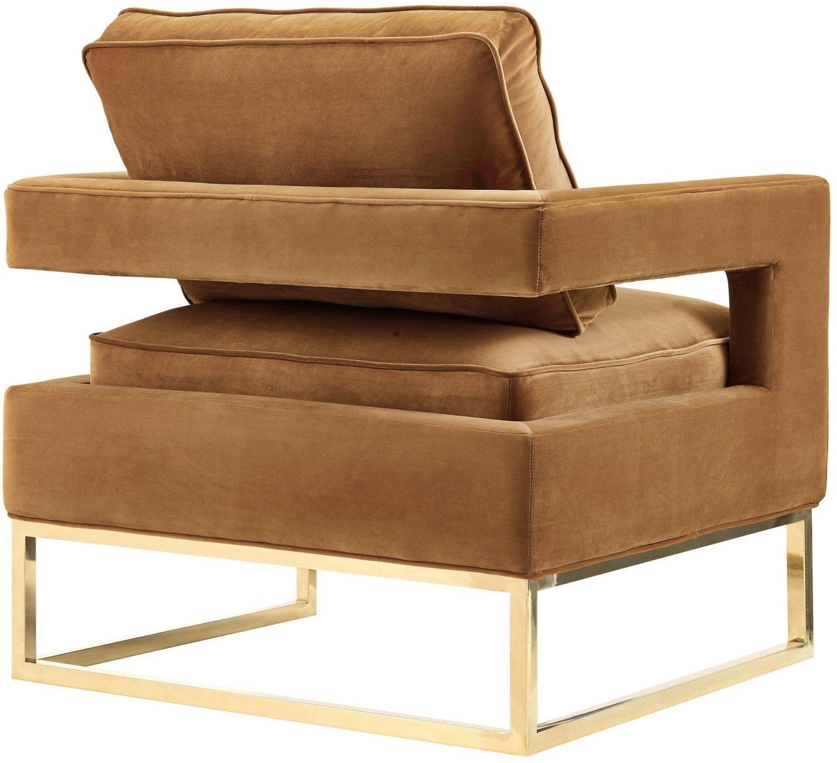 Glimer Cognac Velvet Accent Chair - Luxury Living Collection