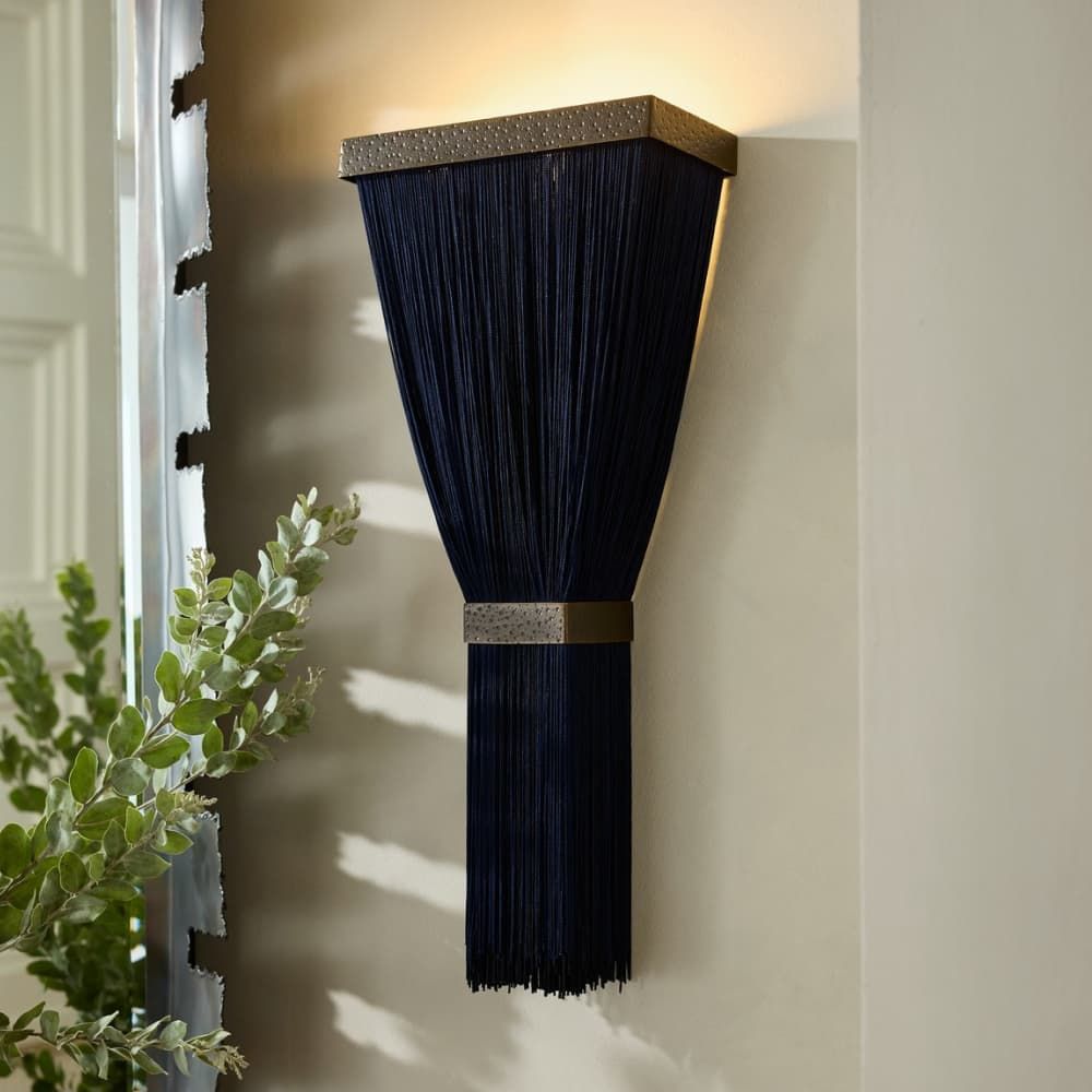 Jenessa Navy Silk Tassel Sconce