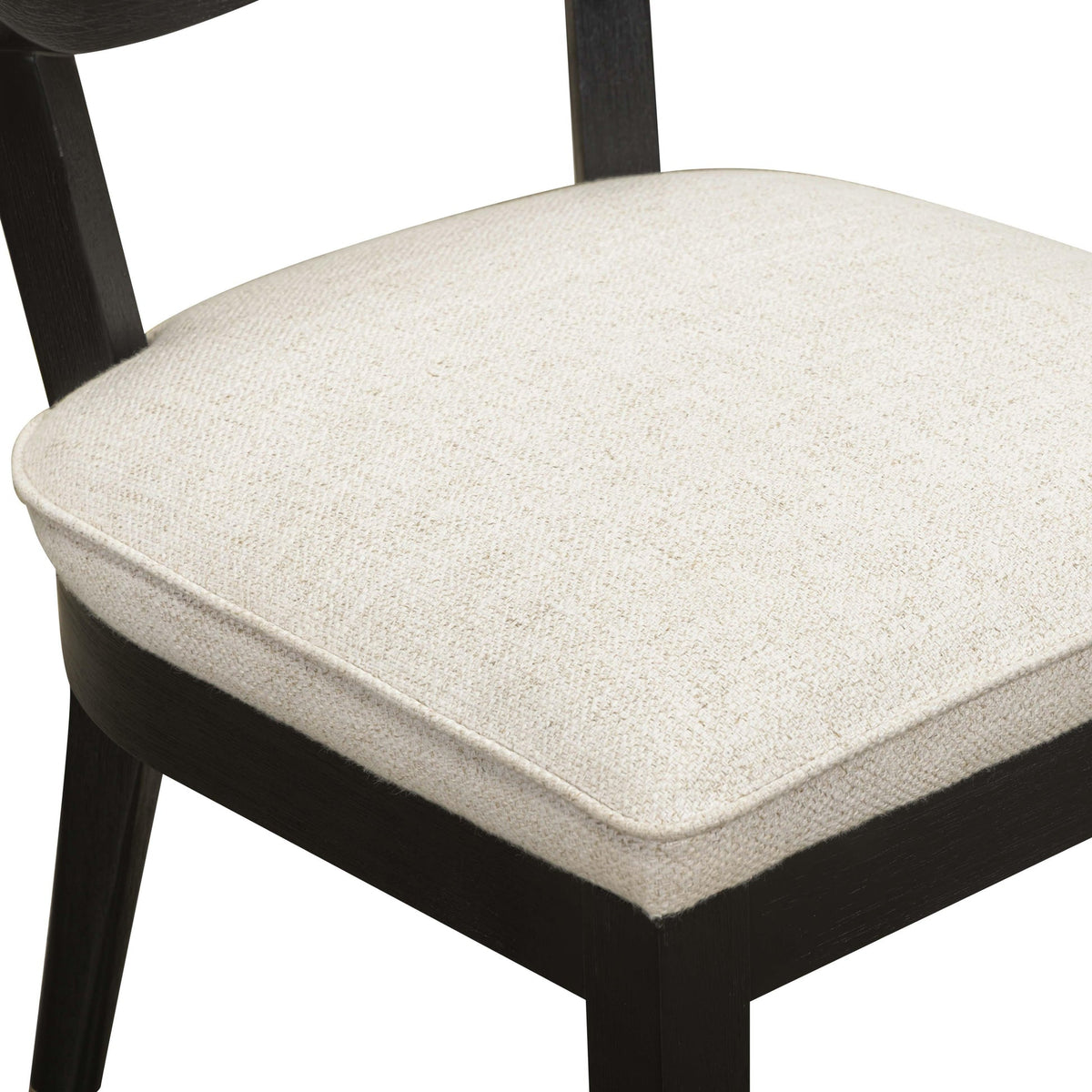 Mazie Black Dining Chair in Cream Performance Linen