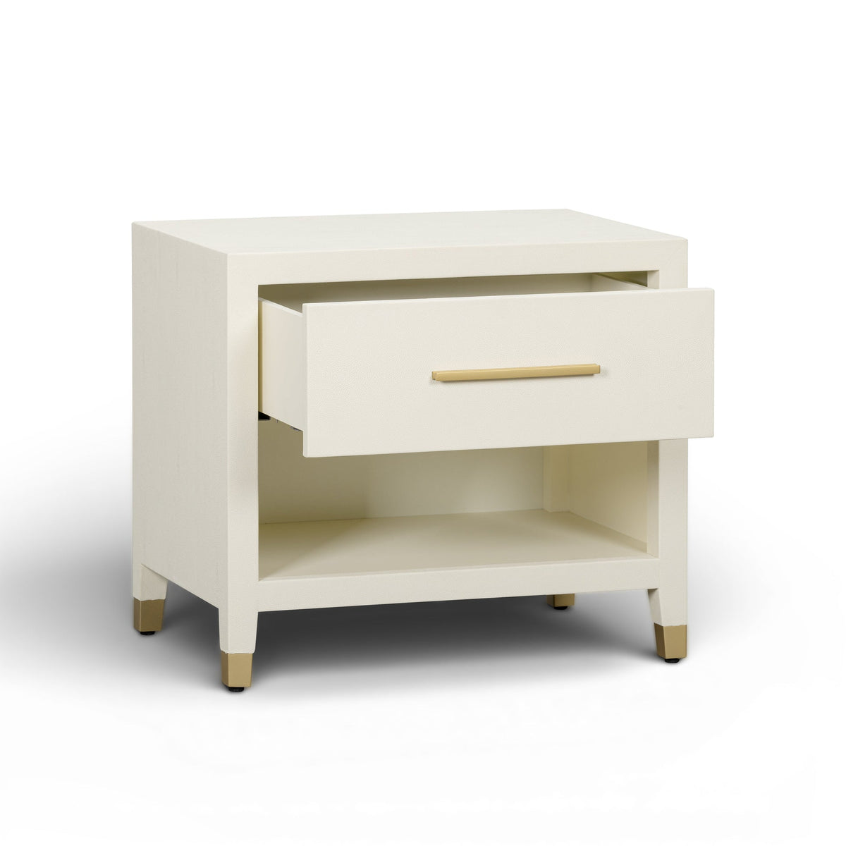 Dorite 25" Cream Faux Shagreen Nightstand with Drawer