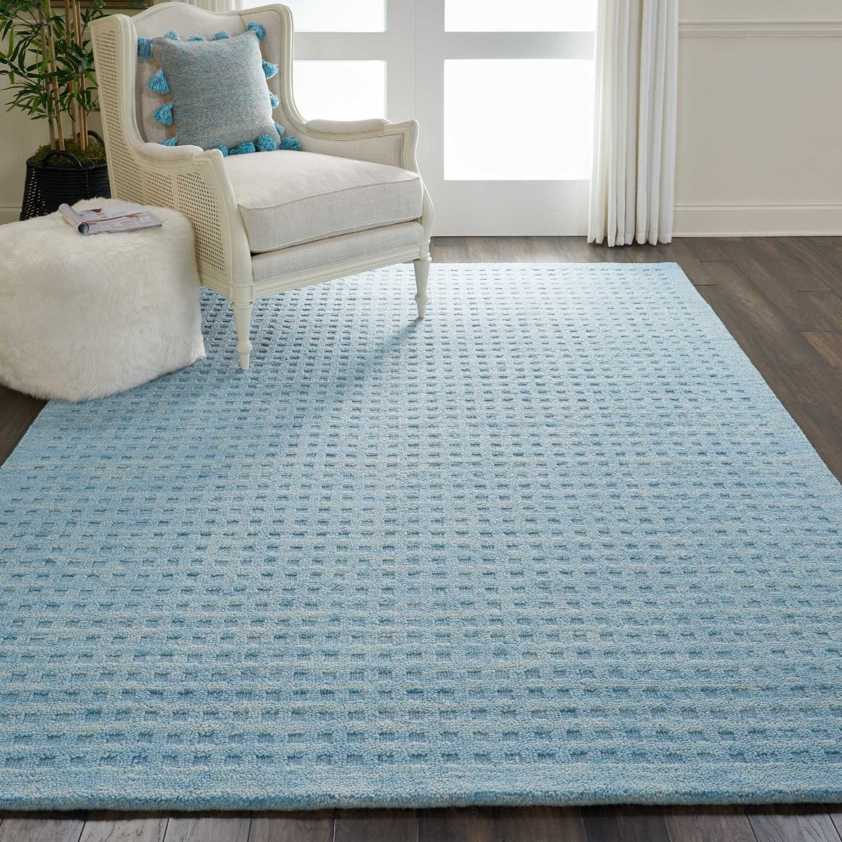 Melinda Sky Blue Wool Area Rug