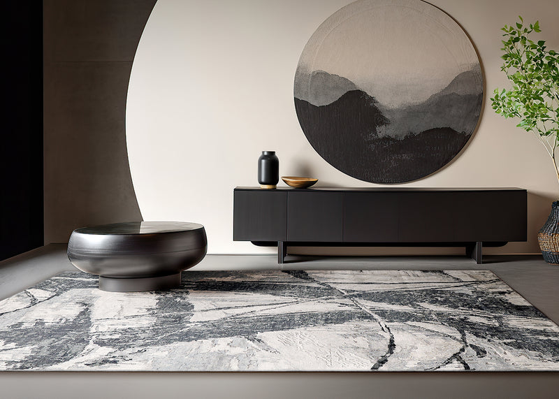 Audrina Silver/Dark Grey Artist's Area Rug
