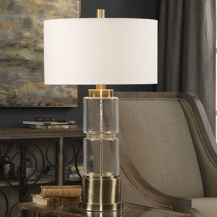 Dana White Linen & Gold Table Lamp