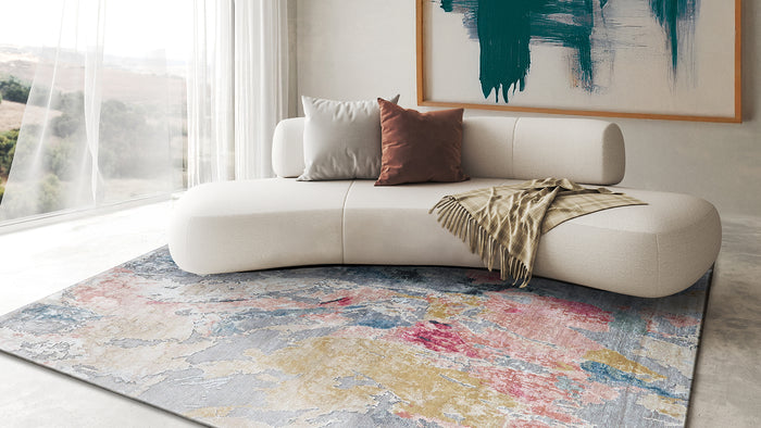 Audrina Silver/Blush Artist's Area Rug