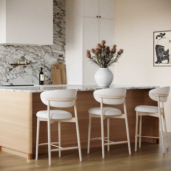 Eloise Cream Performance Textured Velvet Counter Stool