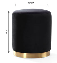 Naama Black Performance Velvet with Gold Base Ottoman