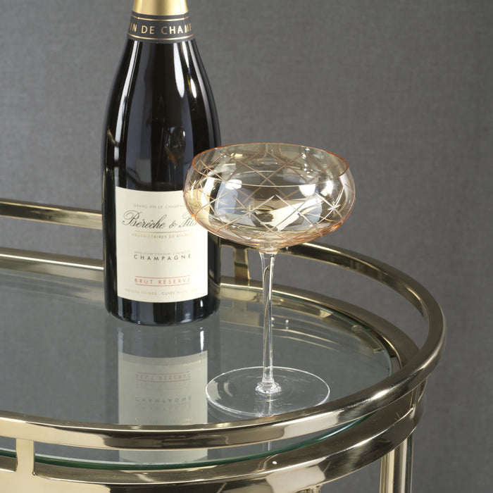 Audrey Amber Hand Etched Martini/Champagne Glass  - Set of 8