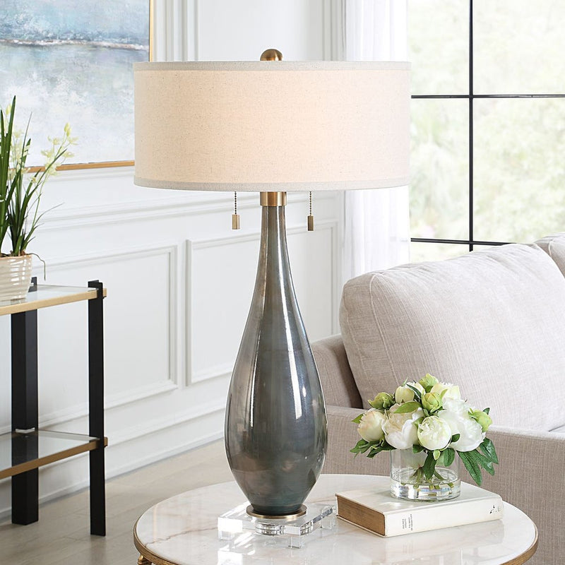 Modern Smoke Grey & Gold Table Lamp