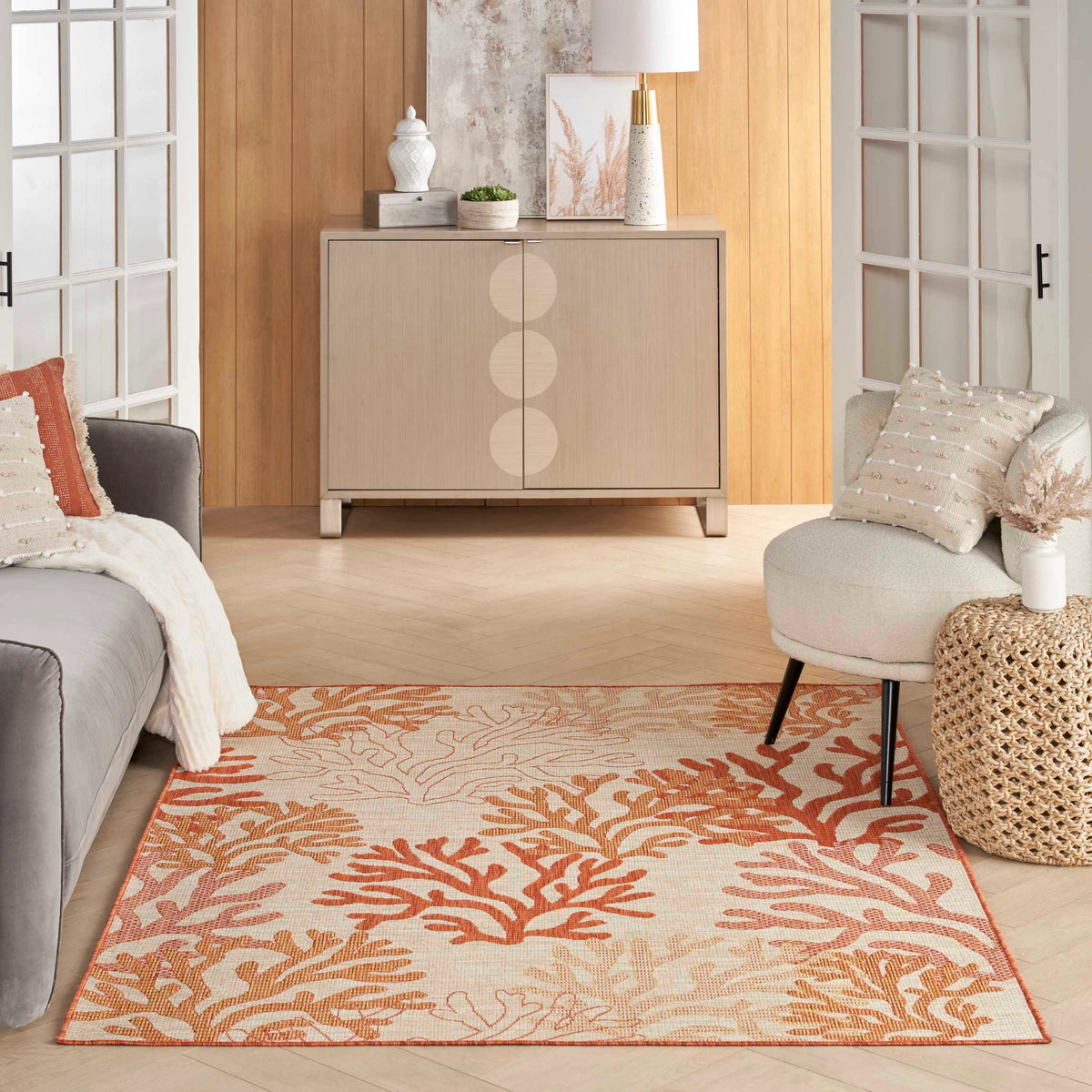 Annaleisa Indoor/Outdoor Coral Area Rug - Elegance Collection