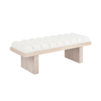 Delphine Natural White Linen & Cerused Oak Bench