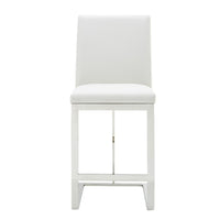 Camille Modern White Vegan Leather & Stainless Steel Counter Stool