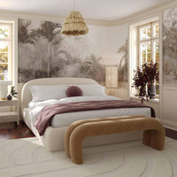 Lucien 56" Taupe Performance Velvet Channeled Bench