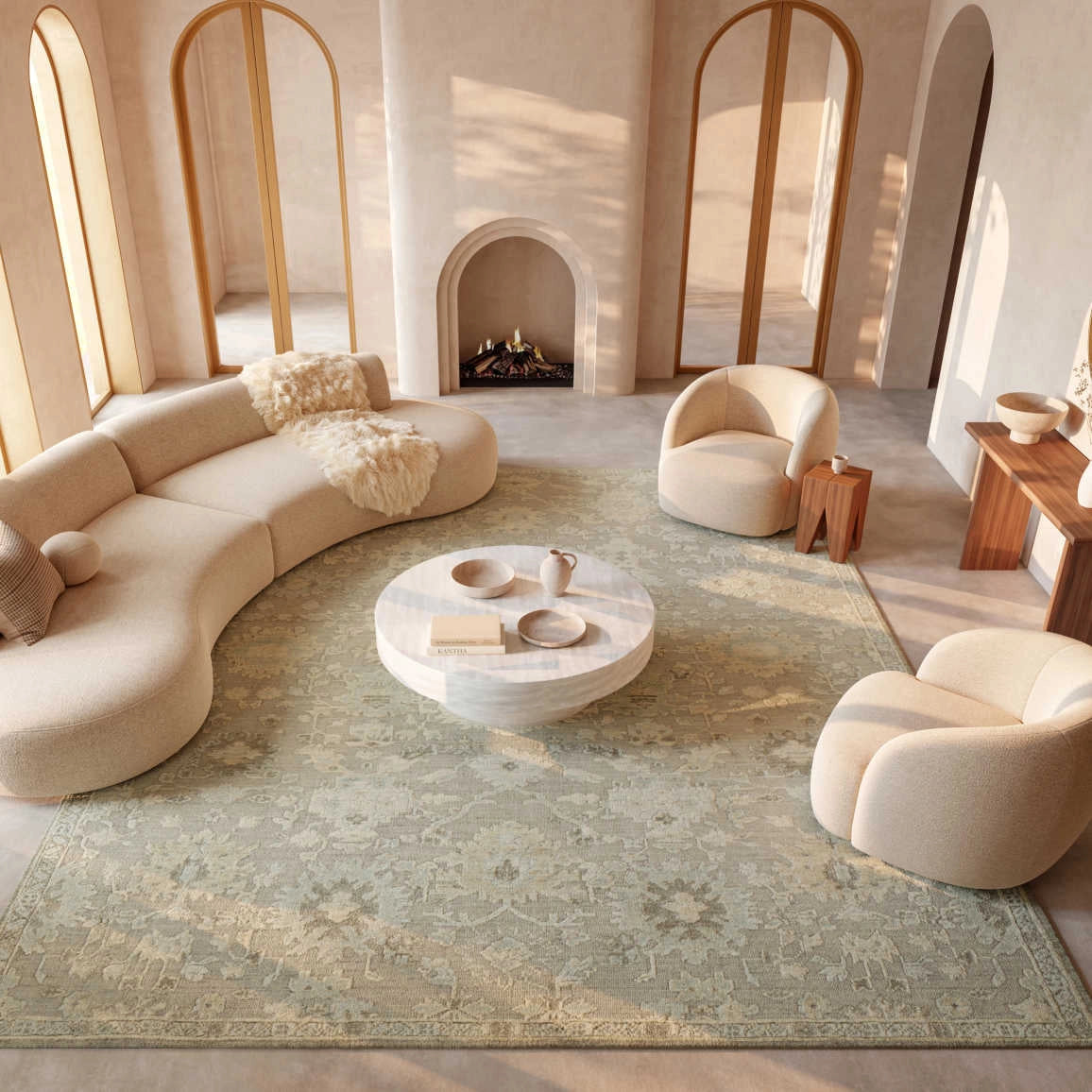 Georgia Grey Blue Hand Loomed Wool Area Rug