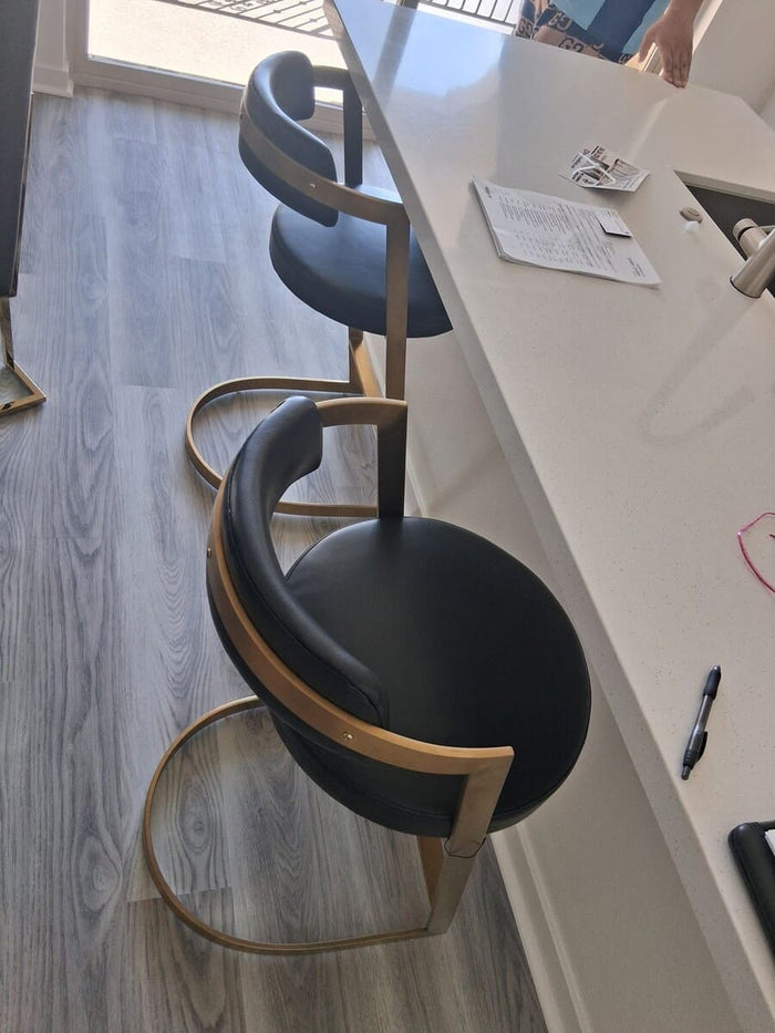Diana Black Leatherette & Gold Counter Stool