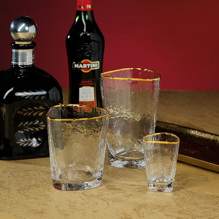Aperitivo Triangular Highball Glass with Gold Rim - Set of 12