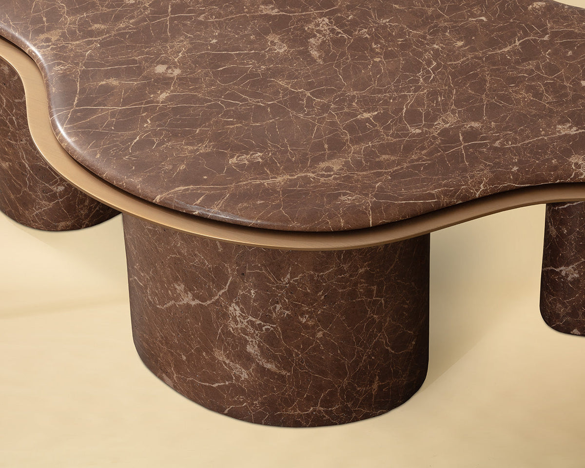 Isola 55" Faux Marble Concrete Indoor Outdoor Coffee Table
