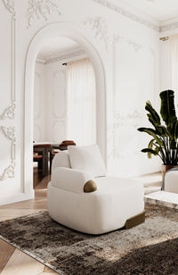 Grace Modern Off-White & Antique Brass Accent Chair