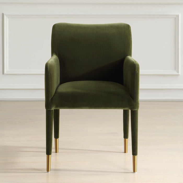 Diara Green Velvet & Gold Dining Arm Chair