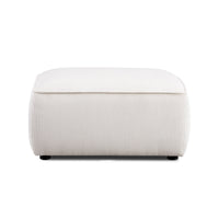 Travie White Sand Performance Corduroy Velvet Ottoman