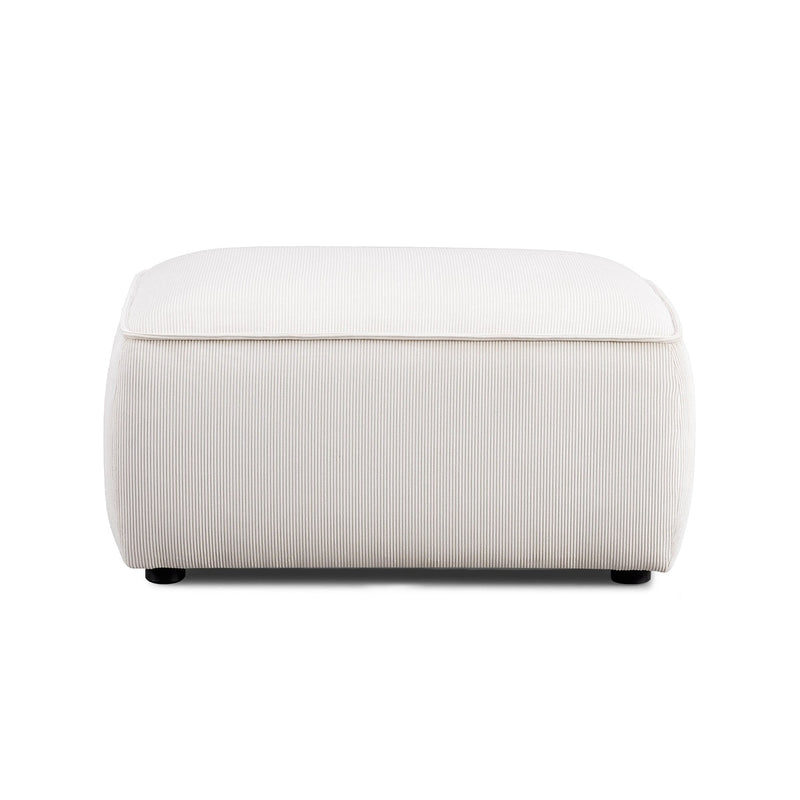 Travie White Sand Performance Corduroy Velvet Ottoman