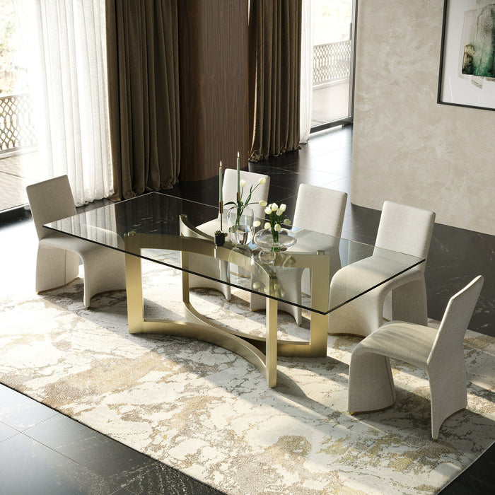 Allison Modern Glass & Gold Dining Table