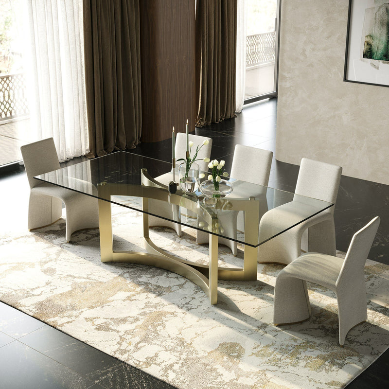 Allison Modern Glass & Gold Dining Table