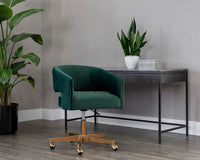 Claren Modern Deep Green & Gold Desk Chair