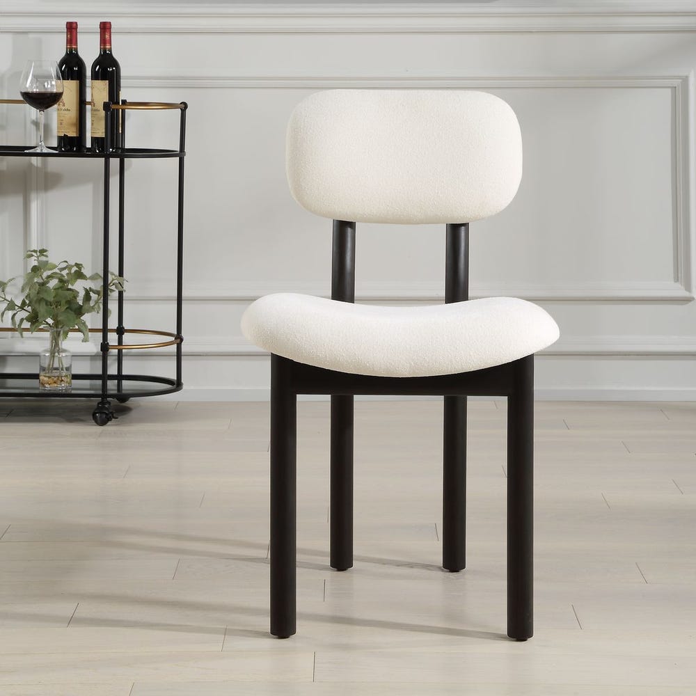 Vertu Textured Ivory & Satin Black Dining Chairs (Set of 2)