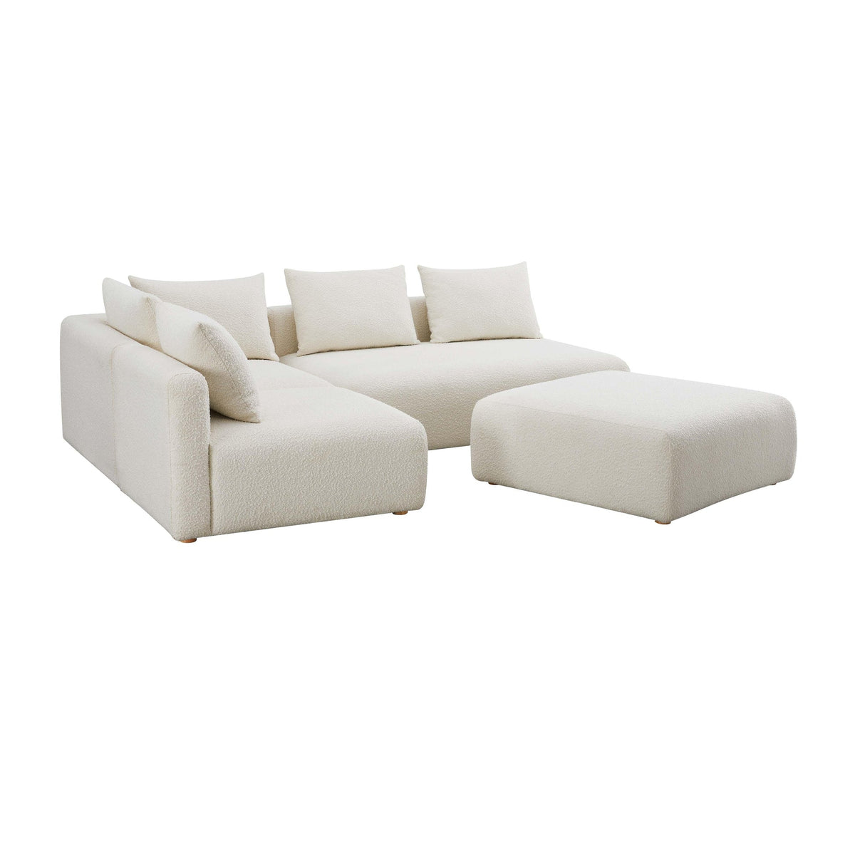 Karsyn 104.5" Cream Performance Boucle 4-Piece Modular Chaise Sectional