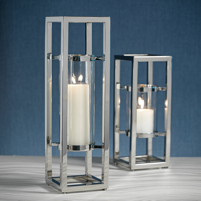 Kourtney Polished Silver Candle Holders/Hurricanes - Set of 2 (2 Sizes Available)