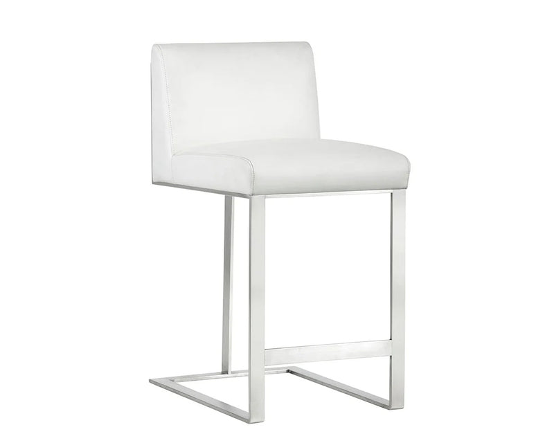 Dean White & Stainless Steel Counter Stool