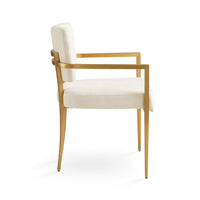 Rebeka Ivory Linen & Gold Dining Chairs - With Arms (Set of 2)