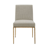 Lesley Modern Beige Linen & Brass Dining Chair