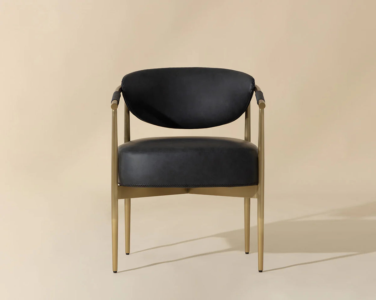 Heloise Gold & Black Faux Leather Dining Armchair