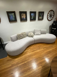 Estella 121" Modern Grey Upholstered Curved Sectional Sofa