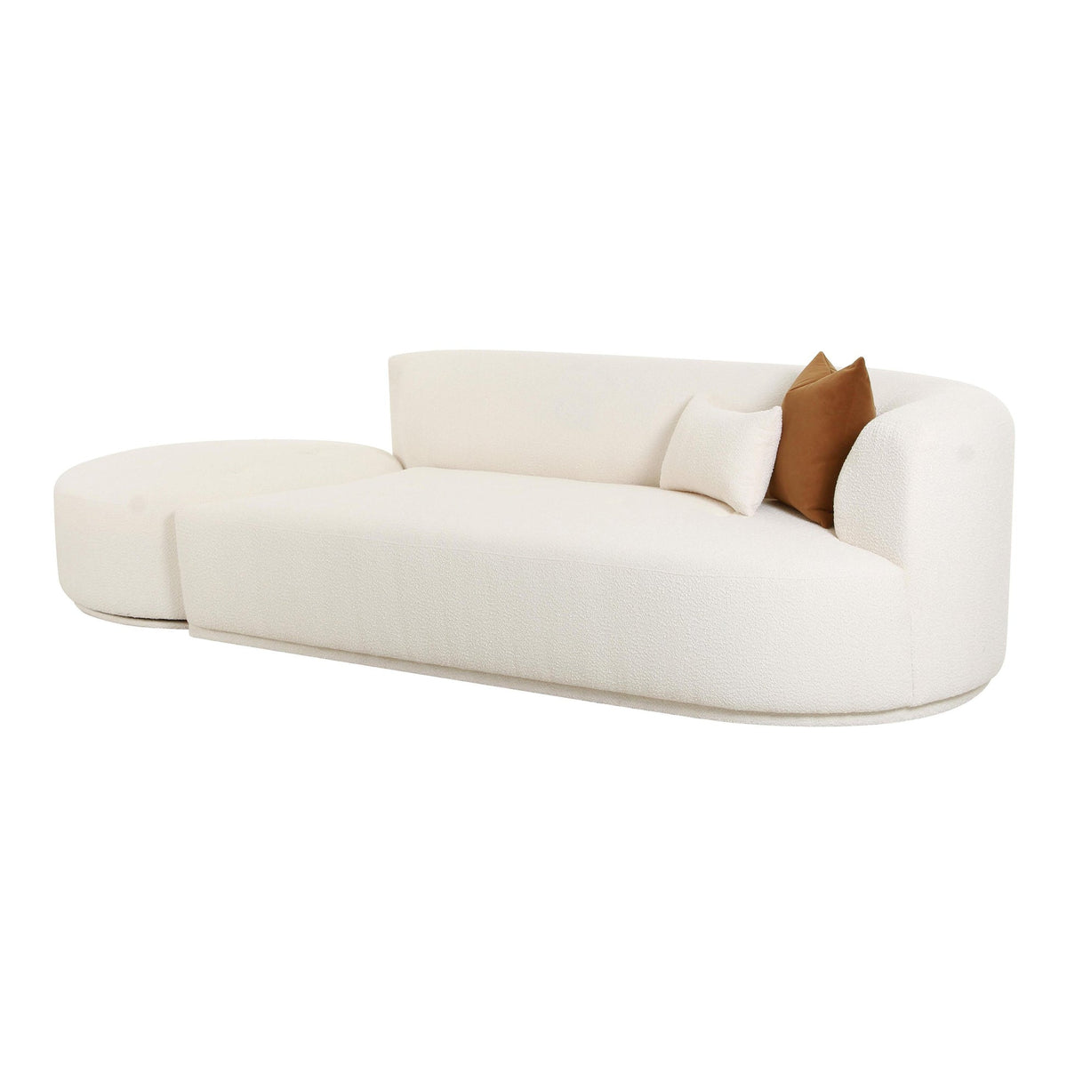 Pablo 112.2" Plush Cream Boucle 2-Piece Chaise Modular RAF Sofa