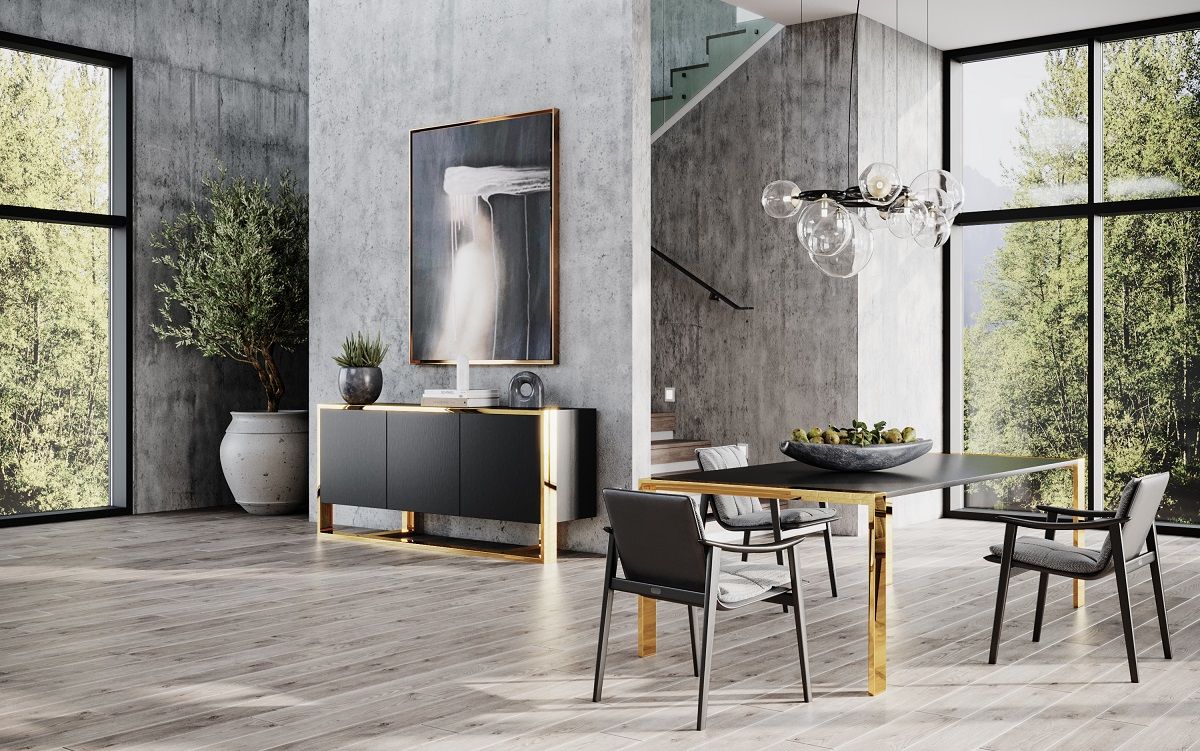 Sofya Modern Gold Dining Table