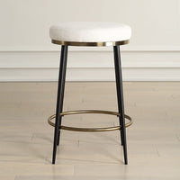 Foster Cream Chenille, Black & Gold Counter Stool
