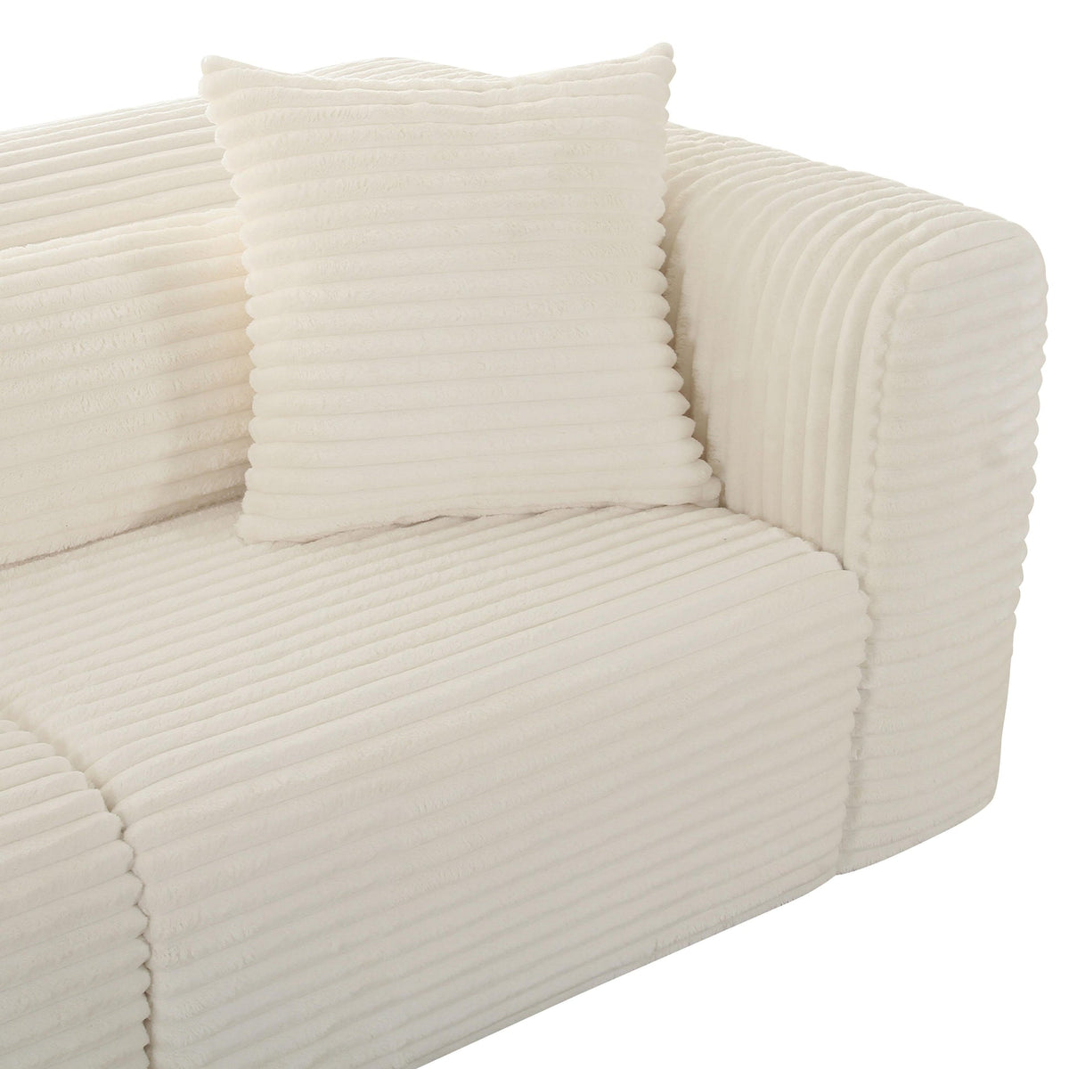 Telav 118.6” Fluffy Oversized Cream Performance Corduroy Modular Sofa