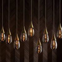 Giselle 51" Smoke Glass & Antique Brass Linear Multi-Port Chandelier