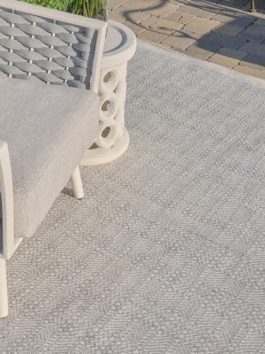 Waves Ivory/Light Silver Outdoor Area Rug - Elegance Collection