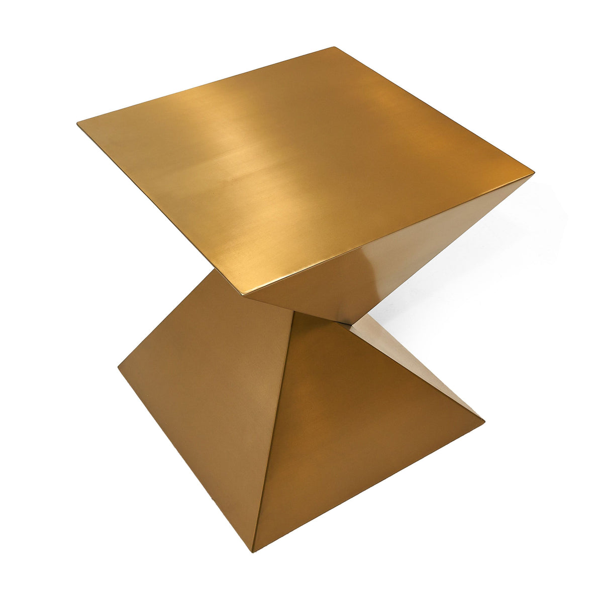 Christine Glam Brushed Gold Metallic End Table