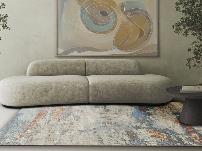 Roza Blue/Grey Abstract Area Rug
