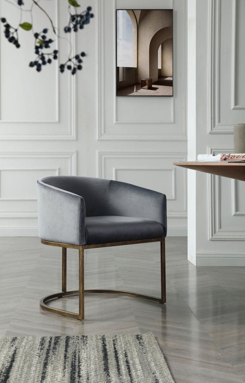 Calais Modern Grey Velvet & Brass Dining Chair