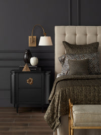 Fleur 28" Black & Gold 2 Drawer Nightstand