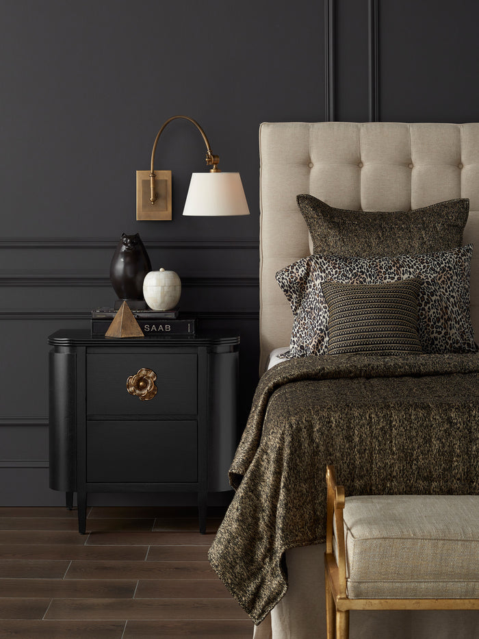 Fleur 28" Black & Gold 2 Drawer Nightstand